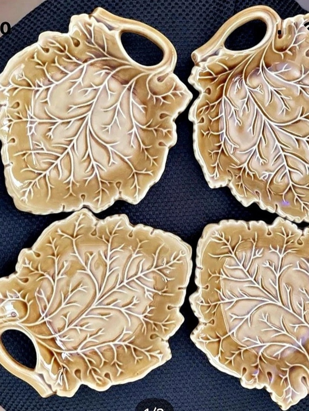 Retired Martha Stewart Gold Leaf Harvest Appetizer Plates/ 4